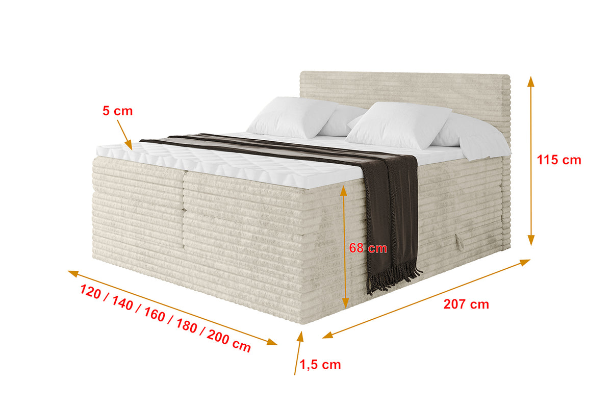 Boxspringbett TOLO KING-v1 Cord