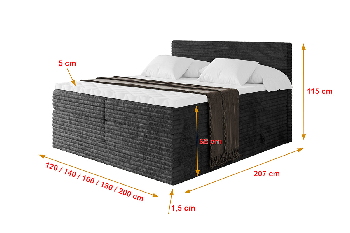 Boxspringbett TOLO KING-v1 Cord