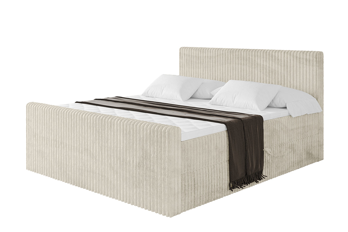 Łóżko boxspring TOLO-Z sztruks, Kremowy - Tilia 03 / 120x200 cm / H3