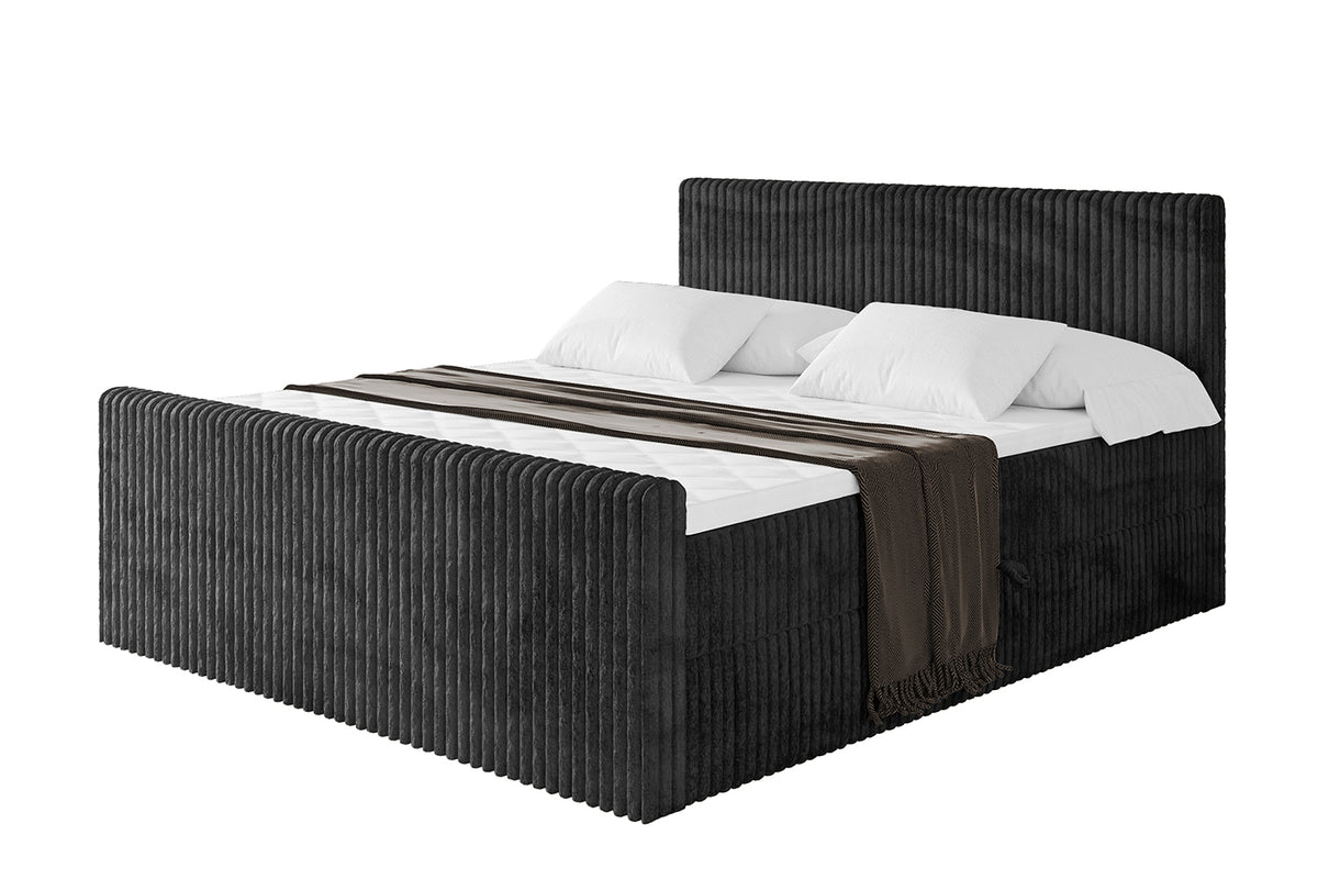 Łóżko boxspring TOLO-Z sztruks, Czarny - Tilia 100 / 120x200 cm / H4