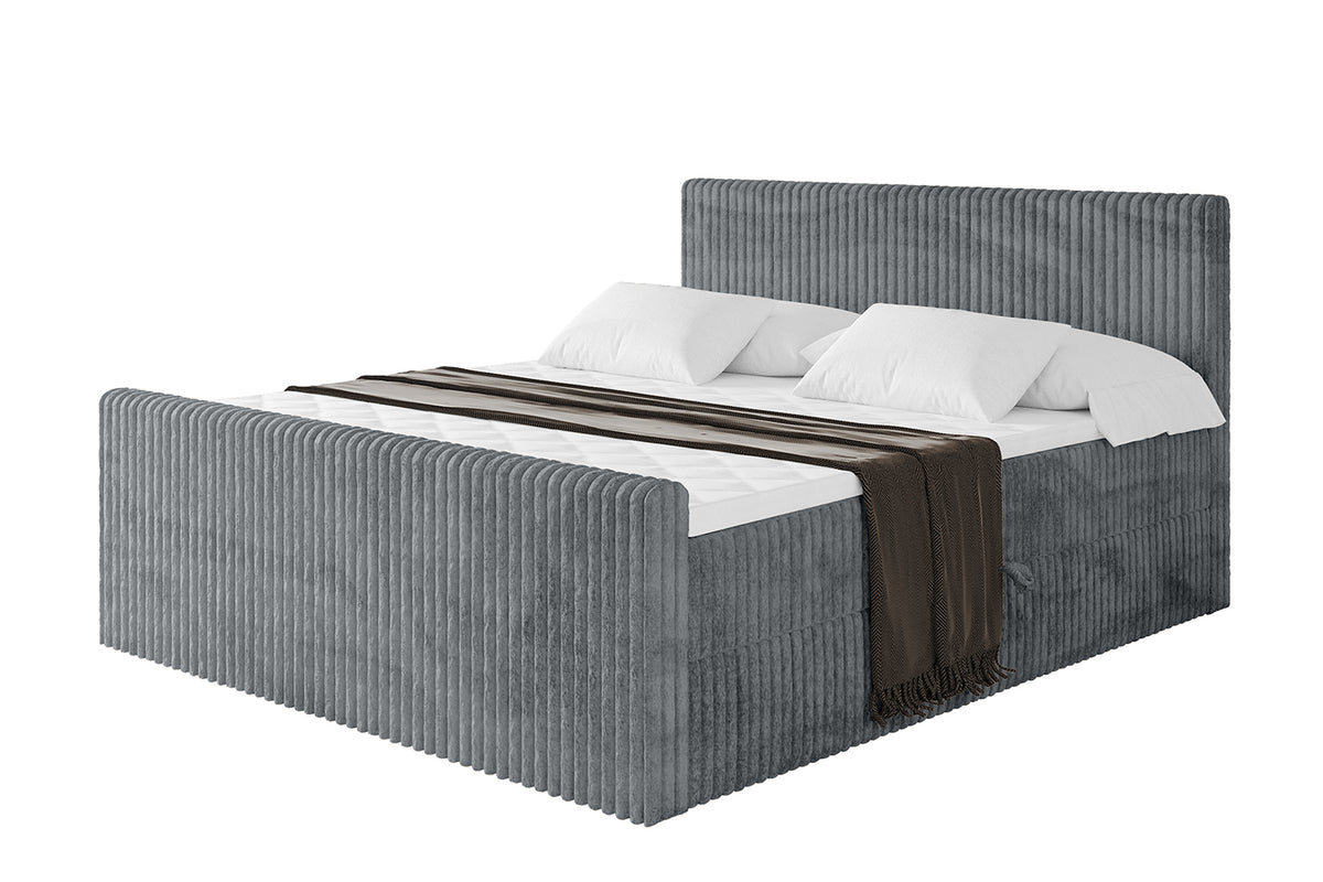 Łóżko boxspring TOLO-Z sztruks, Ciemnoszary - Tilia 90 / 120x200 cm / H3
