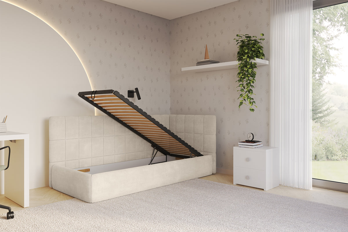 Łóżko młodzieżowe TULY welur lewostronne
