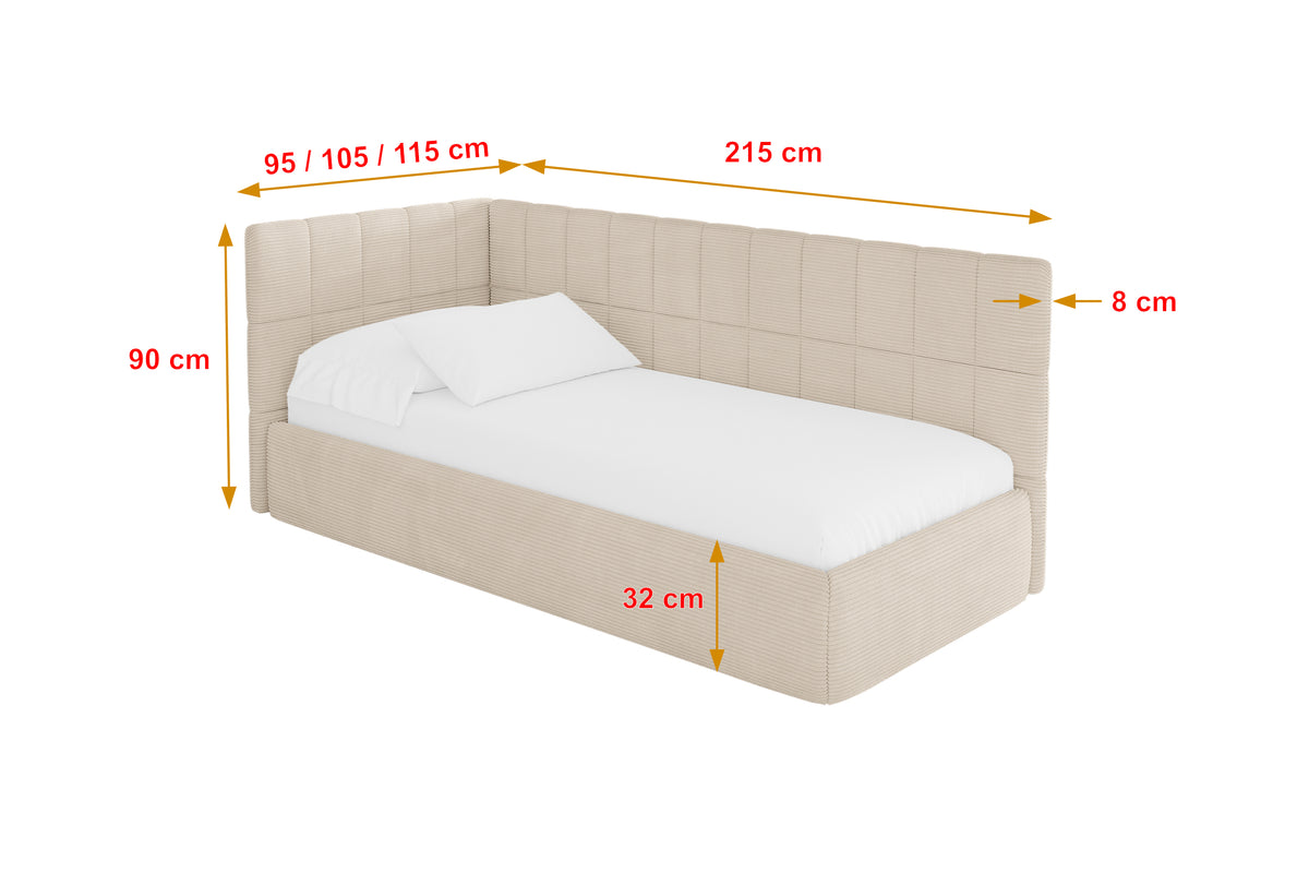 Jugendbett TULY Cord Rechtsseitig
