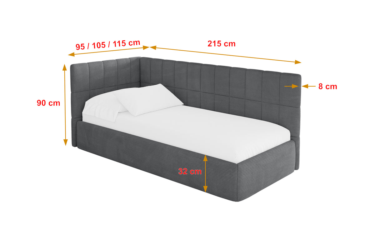 Jugendbett TULY Cord Rechtsseitig