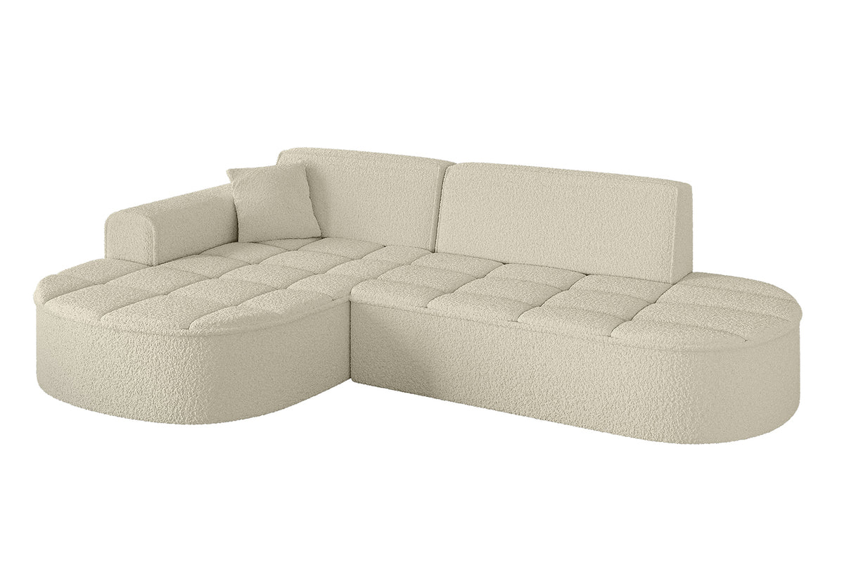 Ecksofa TARO-L1 Bouclé, Beige - Quelle 02 / Ottomane Links / Ohne Schlaffunktion