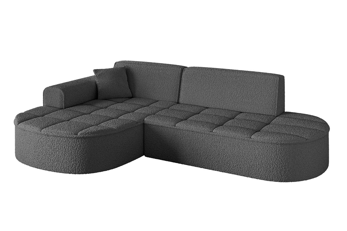 Ecksofa TARO-L1 Bouclé, Grau - Quelle 92 / Ottomane Links / Ohne Schlaffunktion