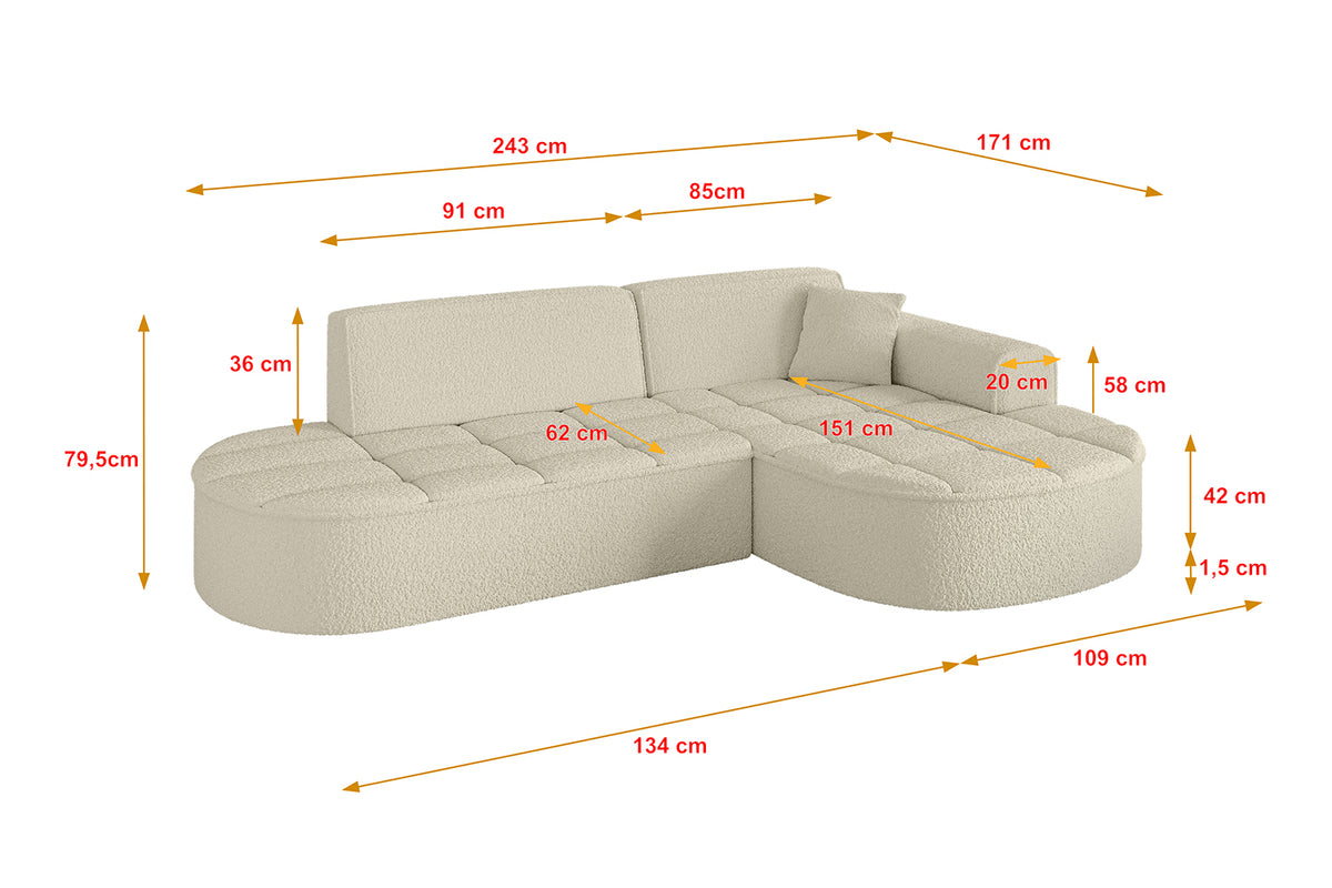 Ecksofa TARO-L1 Bouclé