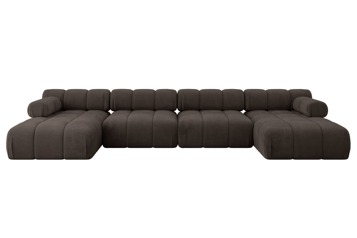 Wohnlandschaft TESSO-U2 Samt, Braun - Monolith 15 / U-Form / Ohne Schlaffunktion