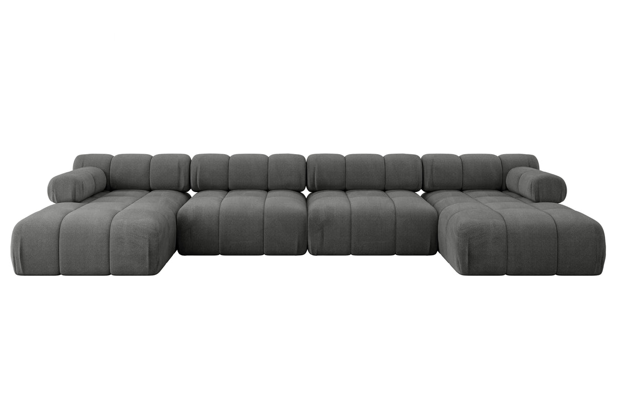 Wohnlandschaft TESSO-U2 Samt, Dunkelgrau - Monolith 92 / U-Form / Ohne Schlaffunktion