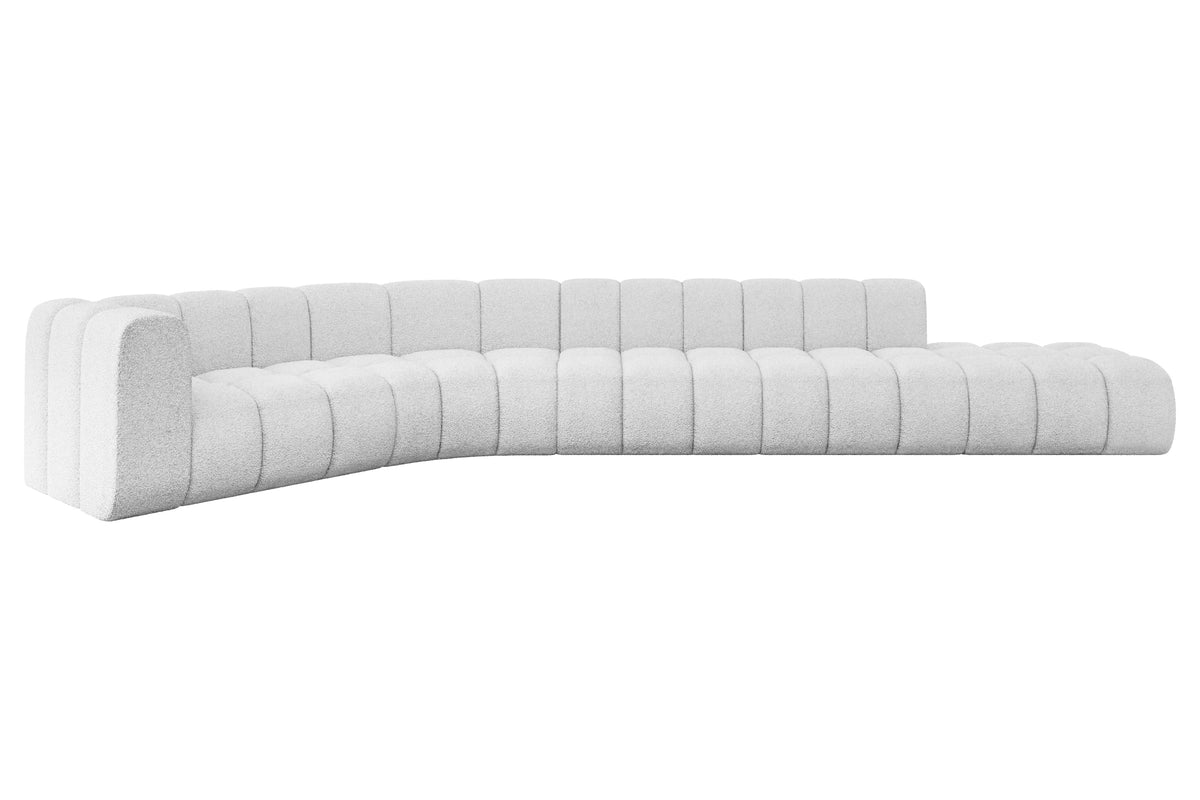 Narożnik TILMO-L2 Bouclé, Biały - Quelle 01 / Otomana z lewej / Bez funkcji spania