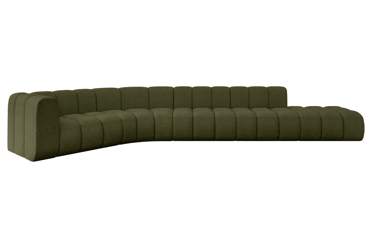 Narożnik TILMO-L2 Bouclé, Zielony - Quelle 38 / Otomana z lewej / Bez funkcji spania