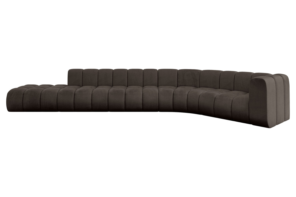 Narożnik TILMO-L2 welur, Brązowy - Monolith 15 / Otomana z prawej / Bez funkcji spania