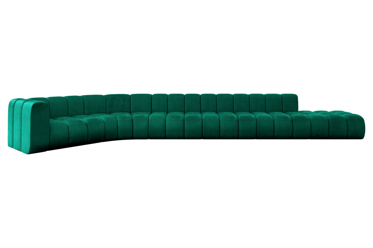 Ecksofa TILMO-L3 Samt, Grün - Monolith 37 / Ottomane Links / Ohne Schlaffunktion