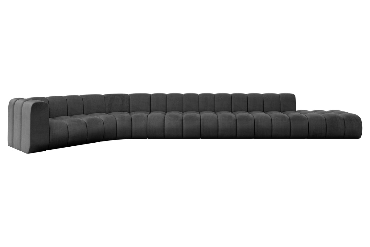 Ecksofa TILMO-L3 Samt, Schwarz - Monolith 95 / Ottomane Links / Ohne Schlaffunktion