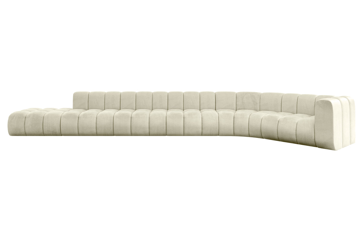 Ecksofa TILMO-L3 Samt, Beige - Monolith 04 / Ottomane Rechts / Ohne Schlaffunktion
