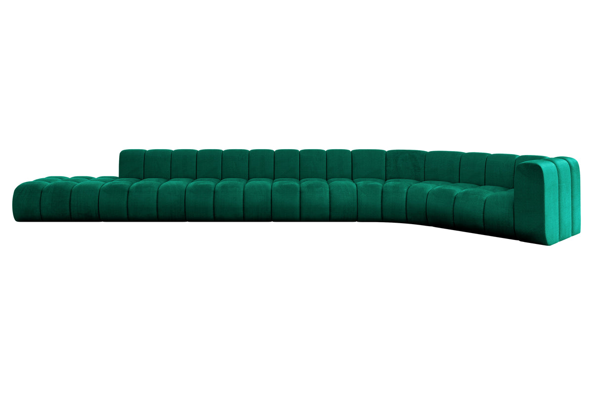 Ecksofa TILMO-L3 Samt, Grün - Monolith 37 / Ottomane Rechts / Ohne Schlaffunktion