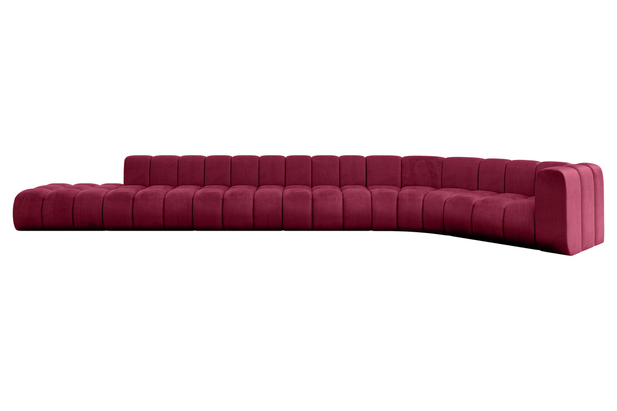 Ecksofa TILMO-L3 Samt, Bordeauxrot - Monolith 59 / Ottomane Rechts / Ohne Schlaffunktion