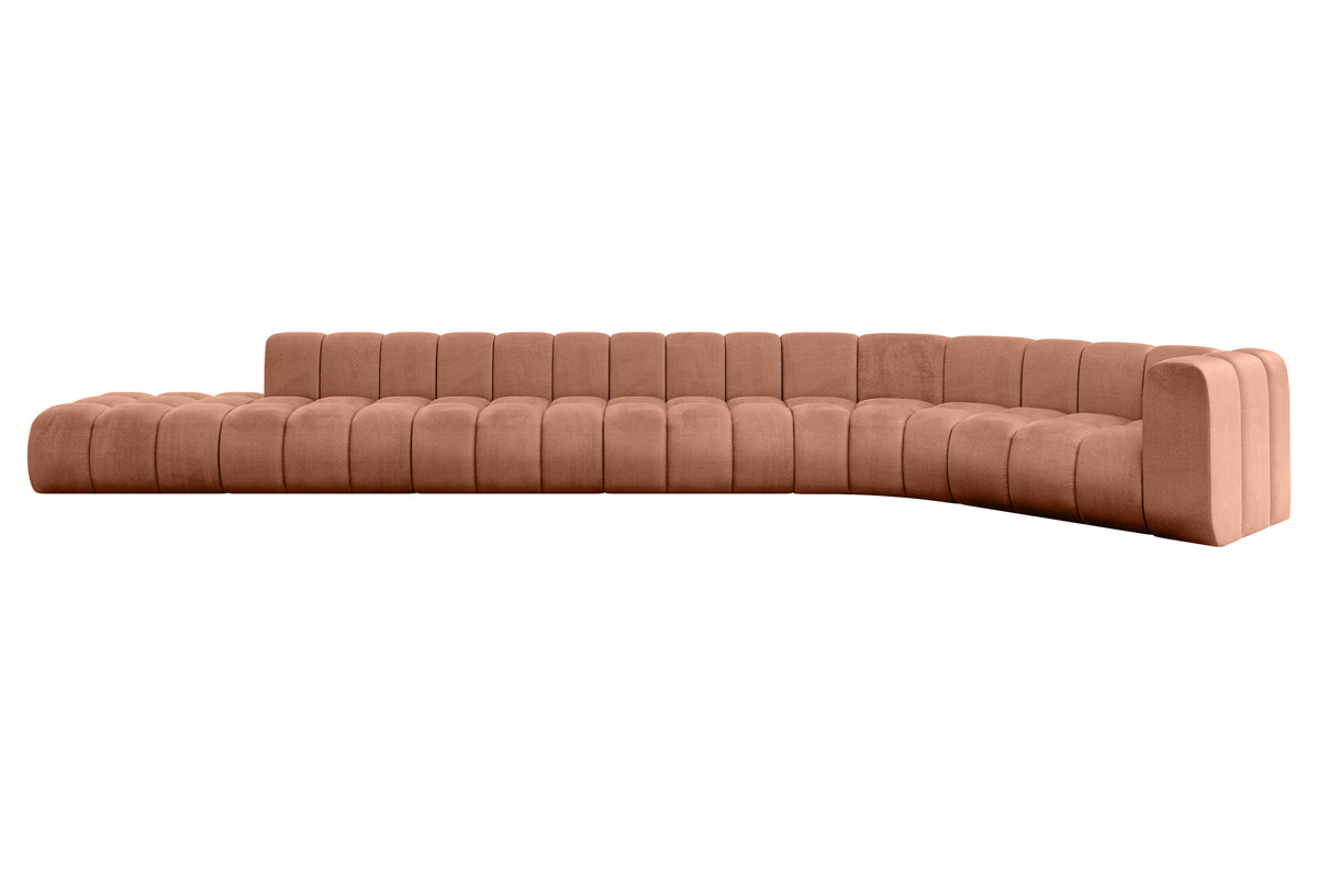 Ecksofa TILMO-L3 Samt, Apricot - Monolith 61 / Ottomane Rechts / Ohne Schlaffunktion