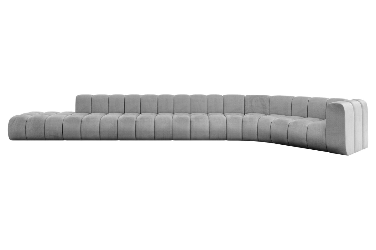 Ecksofa TILMO-L3 Samt, Grau - Monolith 84 / Ottomane Rechts / Ohne Schlaffunktion