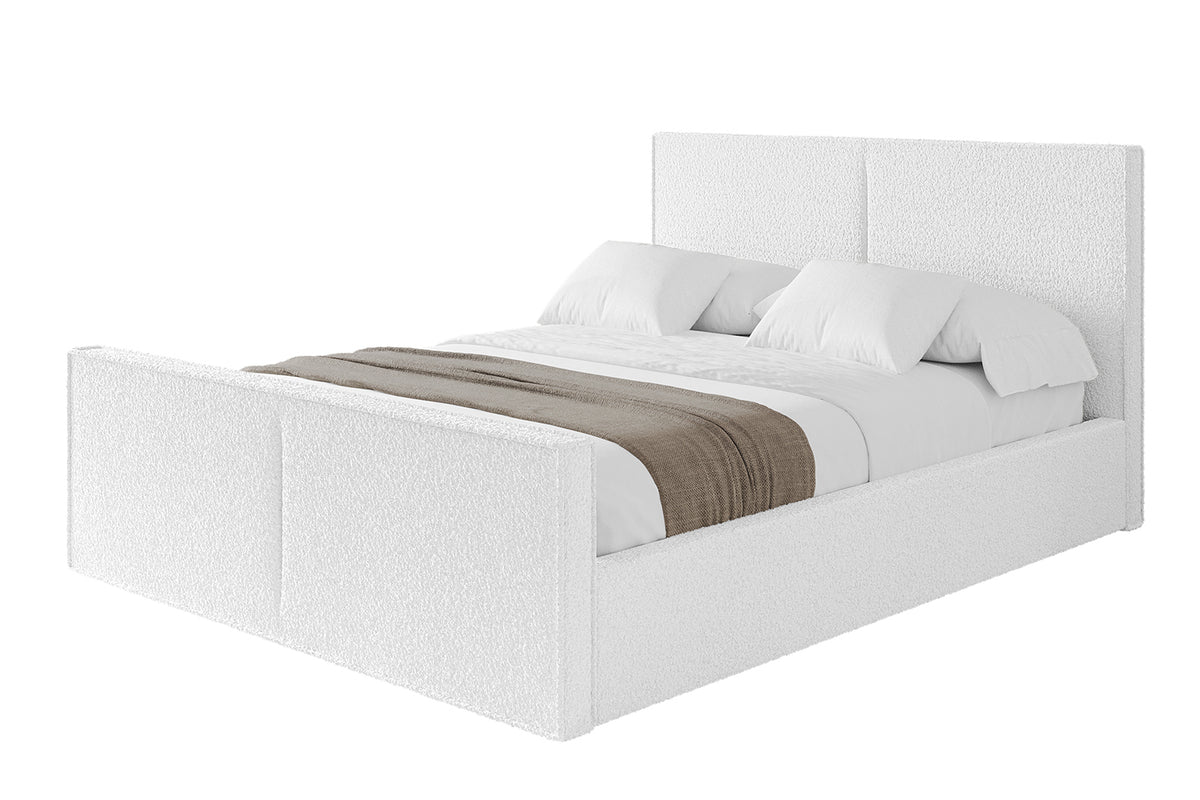Łóżko tapicerowane VANTO-Z Bouclé, Biały - Quelle 01 / 120x200 cm / Z materacem