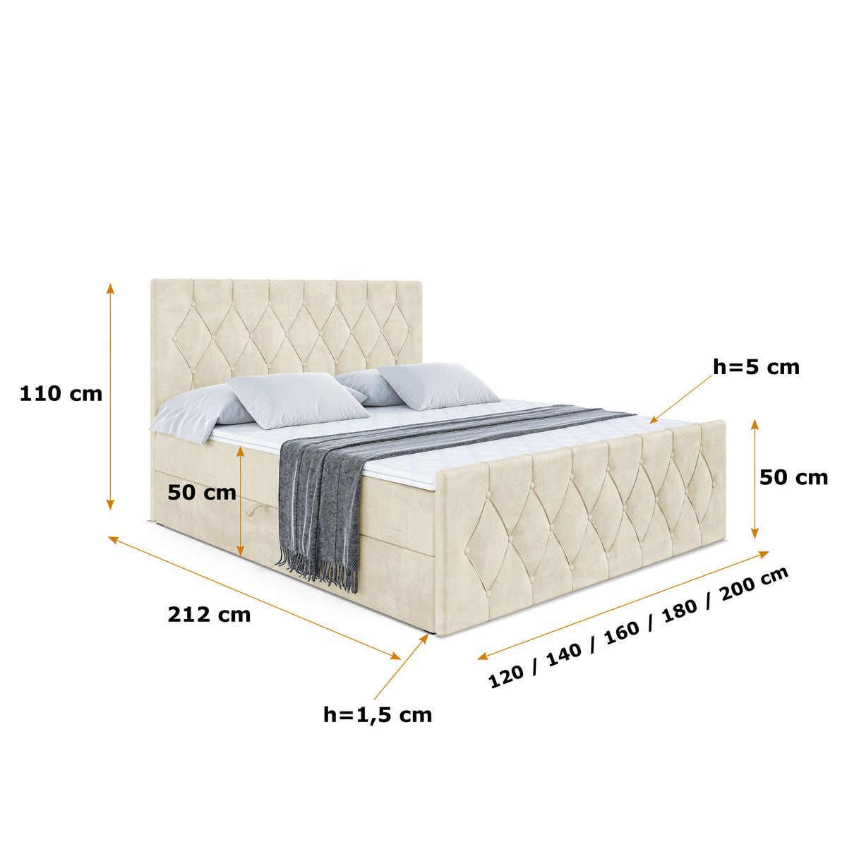 Łóżko boxspring VELANTO welur