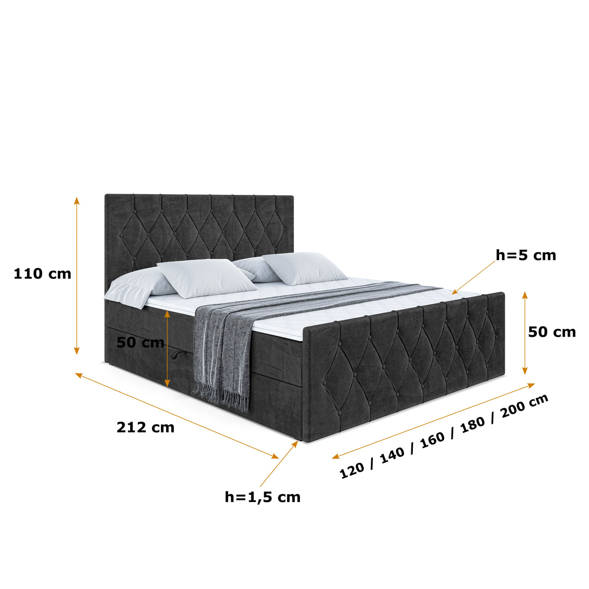 Łóżko boxspring VELANTO welur