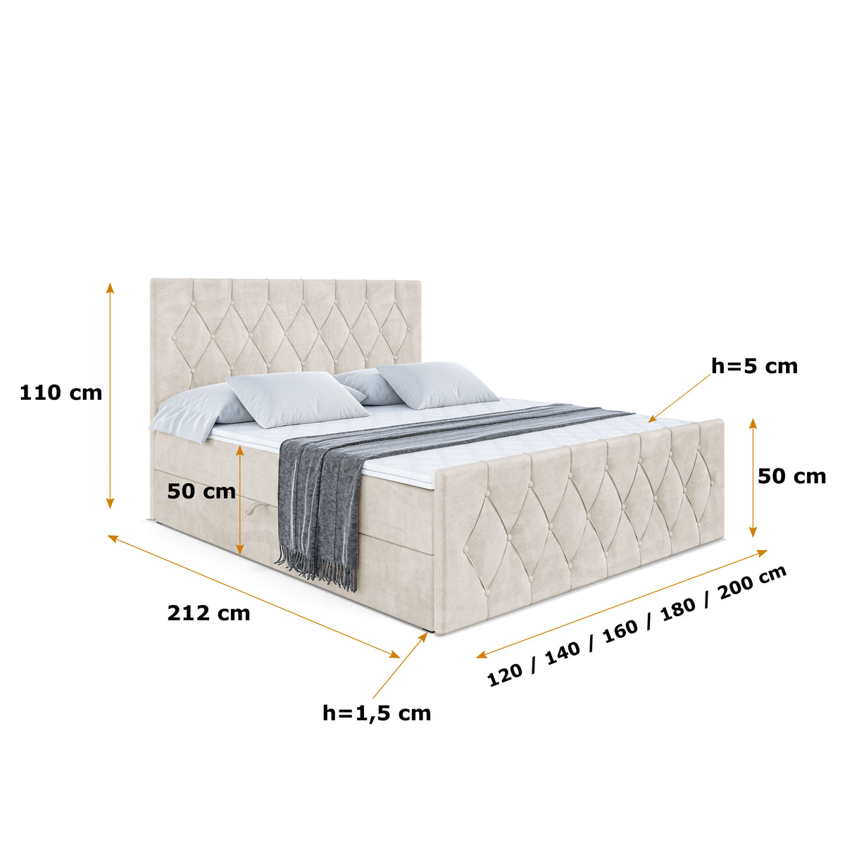 Łóżko boxspring VELANTO welur