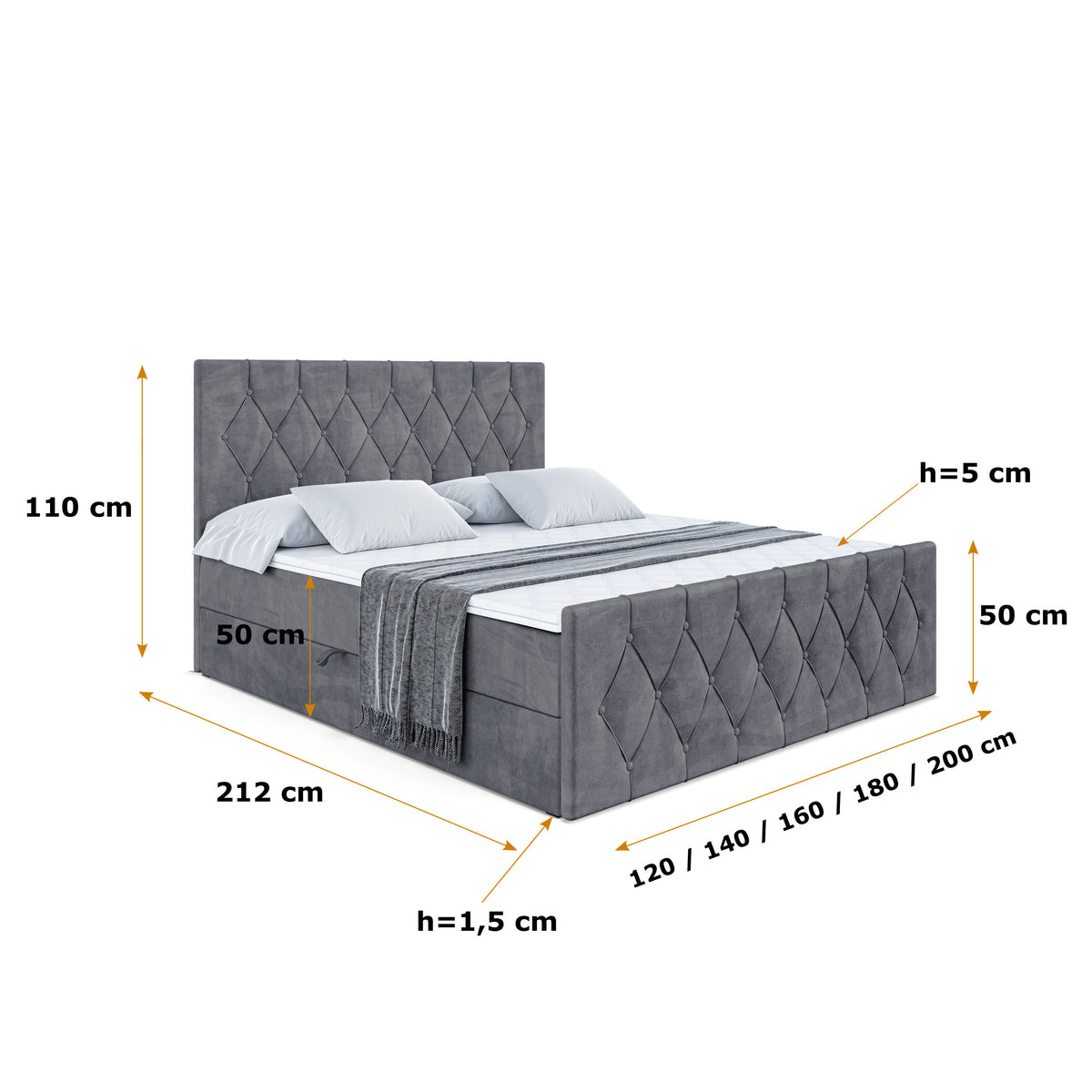 Łóżko boxspring VELANTO welur