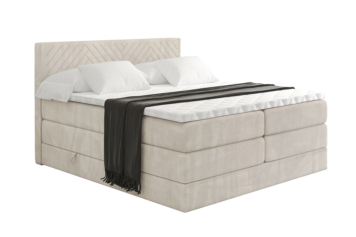 Boxspringbett VEXA KING Samt, Beige - Casablanca 2301 / 120x200 cm
