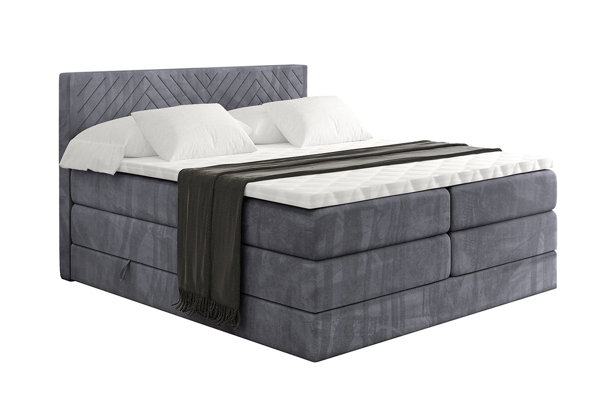 Boxspringbett VEXA KING Samt, Dunkelgrau - Casablanca 2315 / 120x200 cm