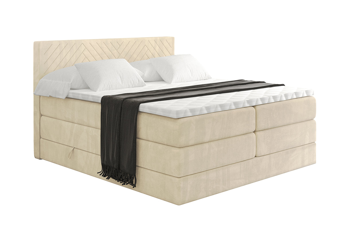 Boxspringbett VEXA KING Samt, Beige - Monolith 04 / 120x200 cm