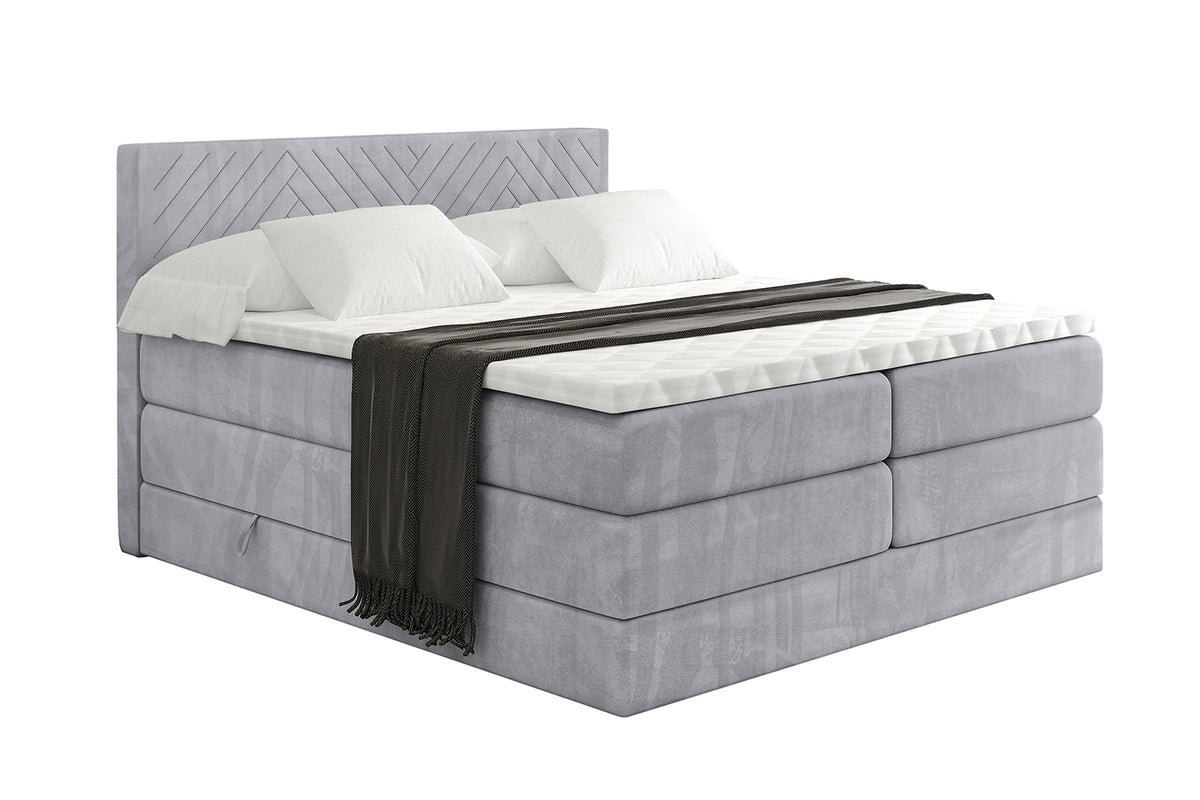 Boxspringbett VEXA KING Samt, Grau - Monolith 84 / 120x200 cm