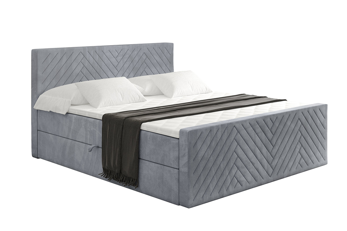 Łóżko boxspring VEXA-Z welur, Szary - Casablanca 2314 / 120x200 cm / H4
