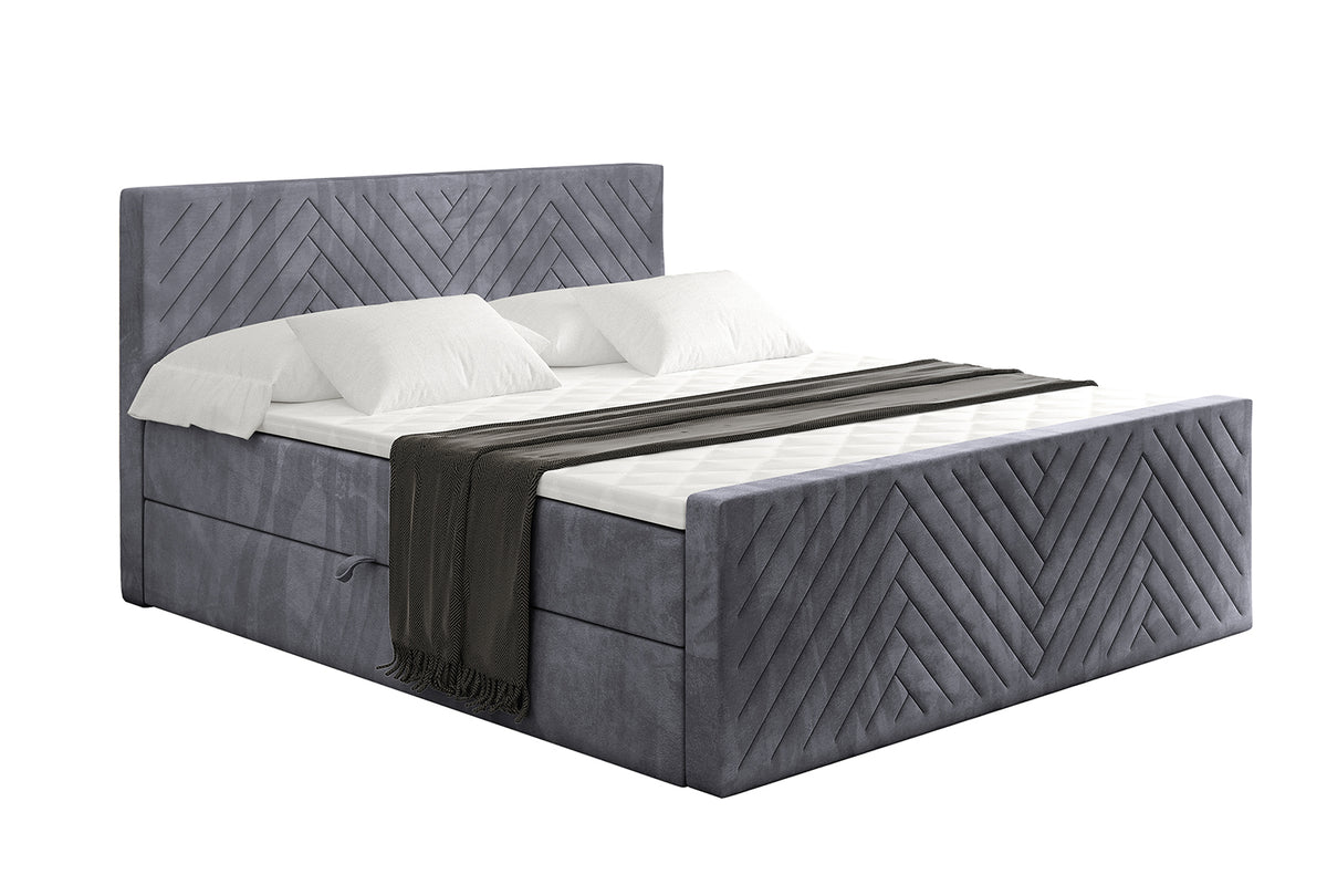 Łóżko boxspring VEXA-Z welur, Ciemnoszary - Casablanca 2315 / 120x200 cm / H3