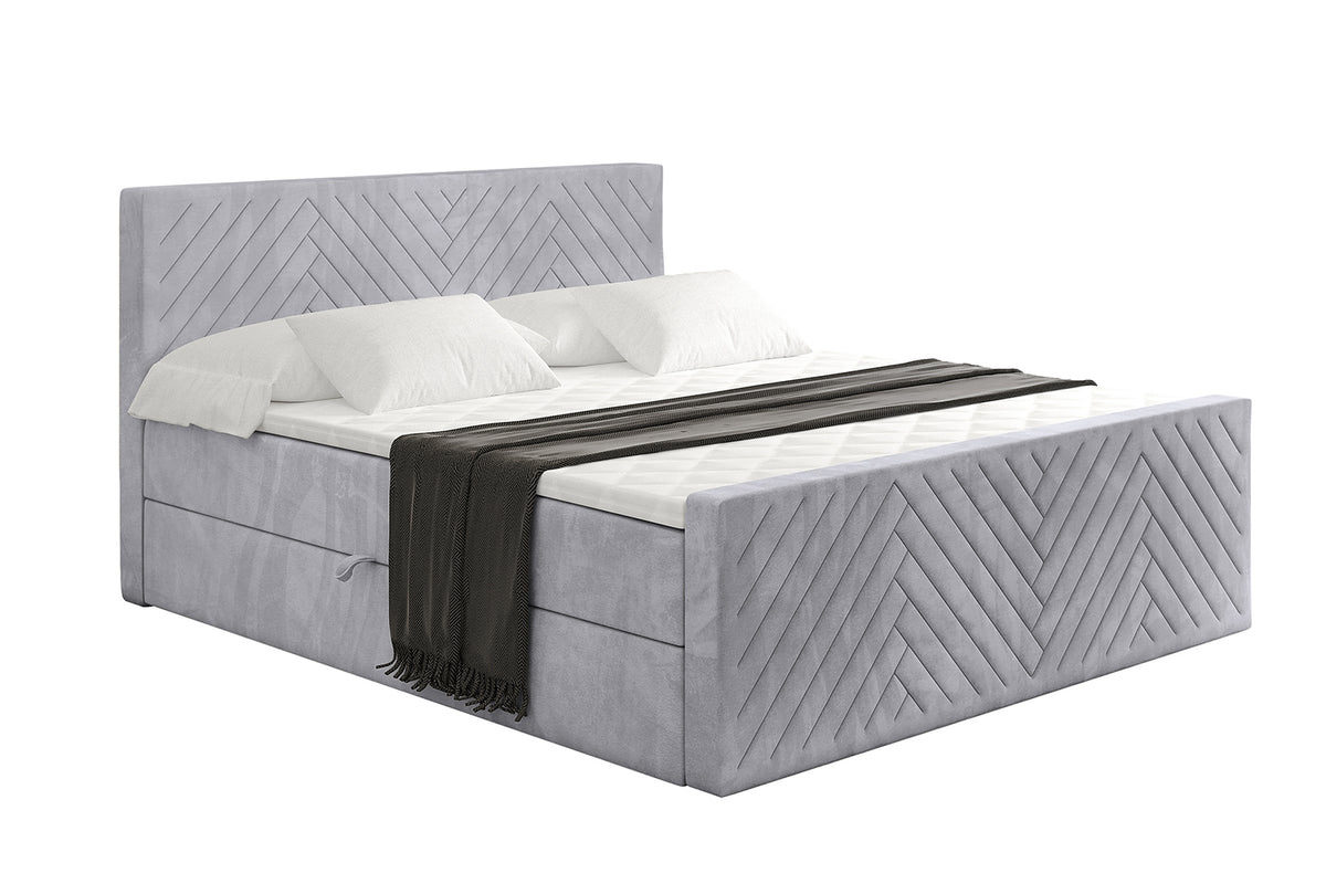 Łóżko boxspring VEXA-Z welur, Szary - Monolith 84 / 120x200 cm / H4