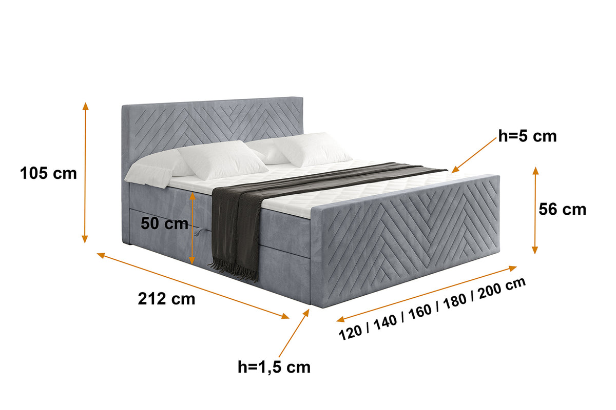 Łóżko boxspring VEXA-Z welur