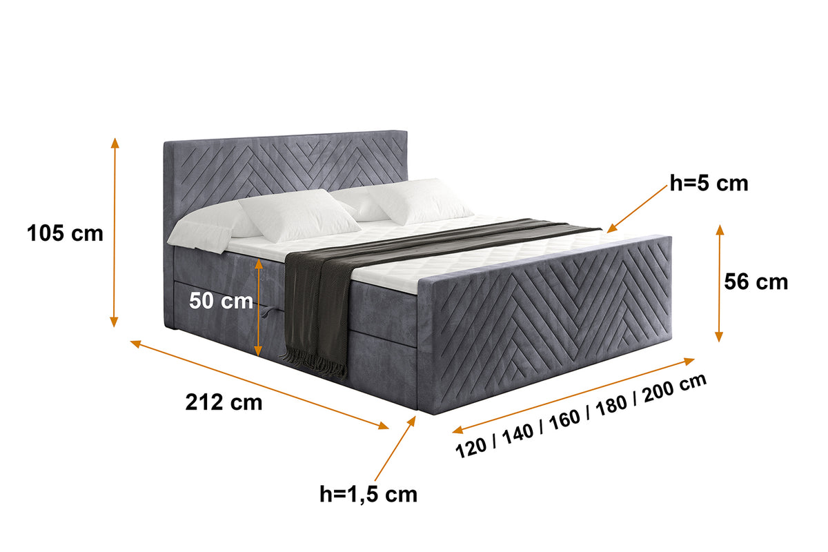 Łóżko boxspring VEXA-Z welur