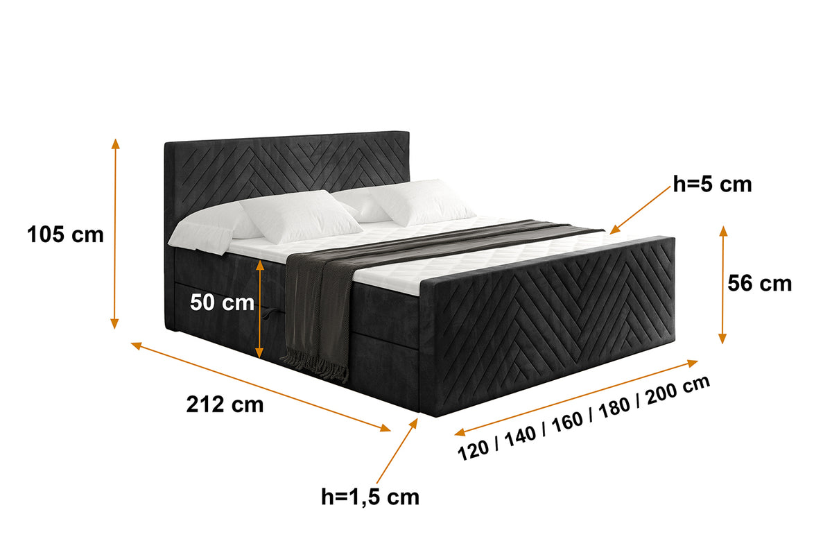 Łóżko boxspring VEXA-Z welur