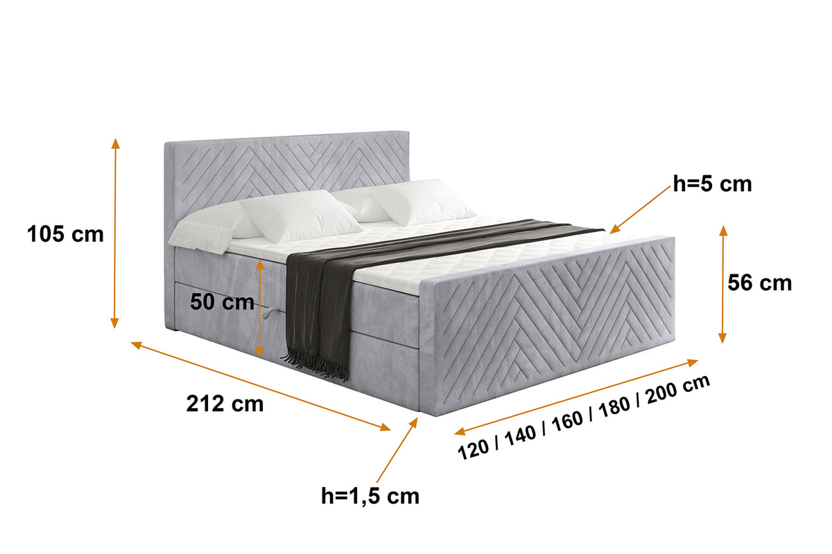 Łóżko boxspring VEXA-Z welur