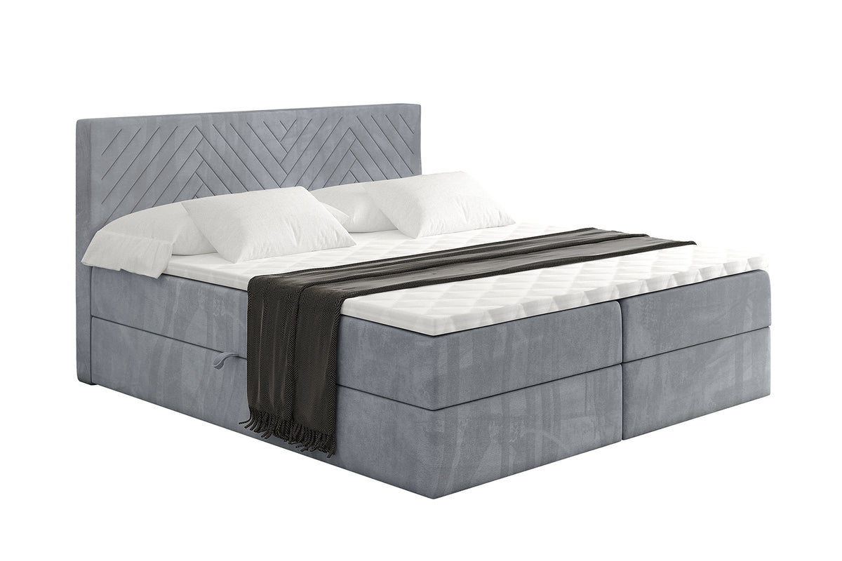 Łóżko boxspring VEXA welur, Szary - Casablanca 2314 / 120x200 cm / H3