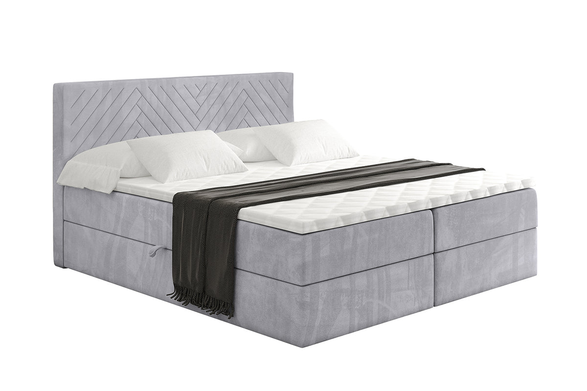 Łóżko boxspring VEXA welur, Szary - Monolith 84 / 120x200 cm / H4