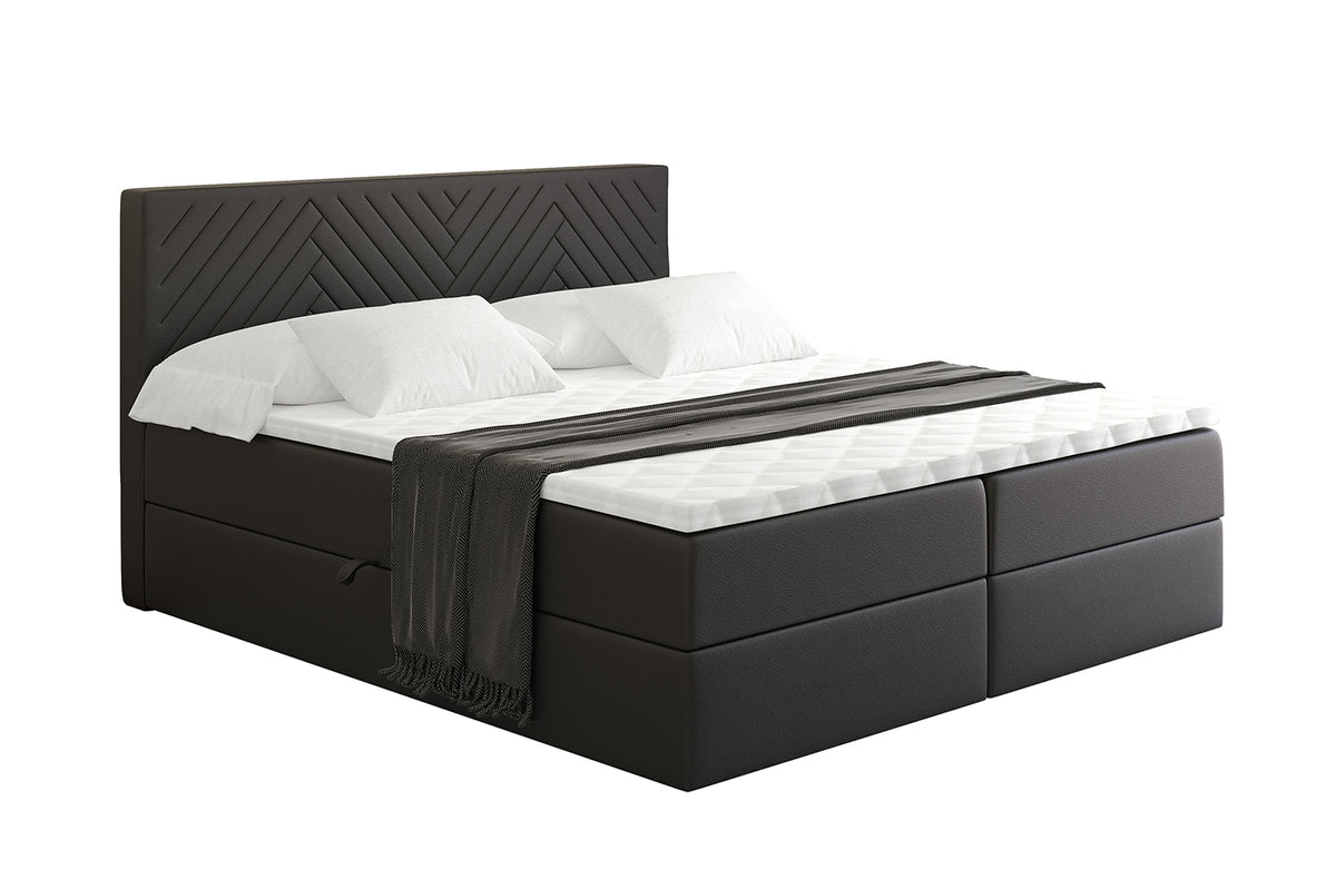 Łóżko boxspring VEXA ekoskóra, Czarny - Soft 11 / 120x200 cm / H3