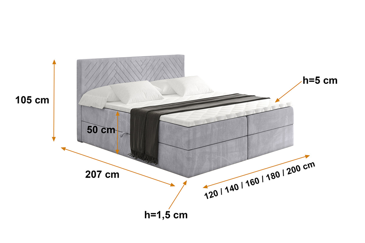 Łóżko boxspring VEXA welur