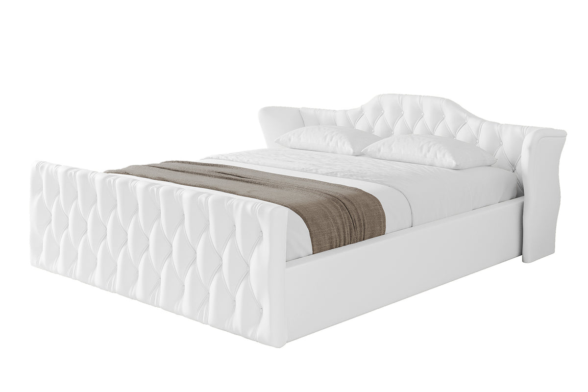 Łóżko tapicerowane ZORAN-Z-v1 ekoskóra, Biały - Soft 17 / 120x200 cm / Bez materaca