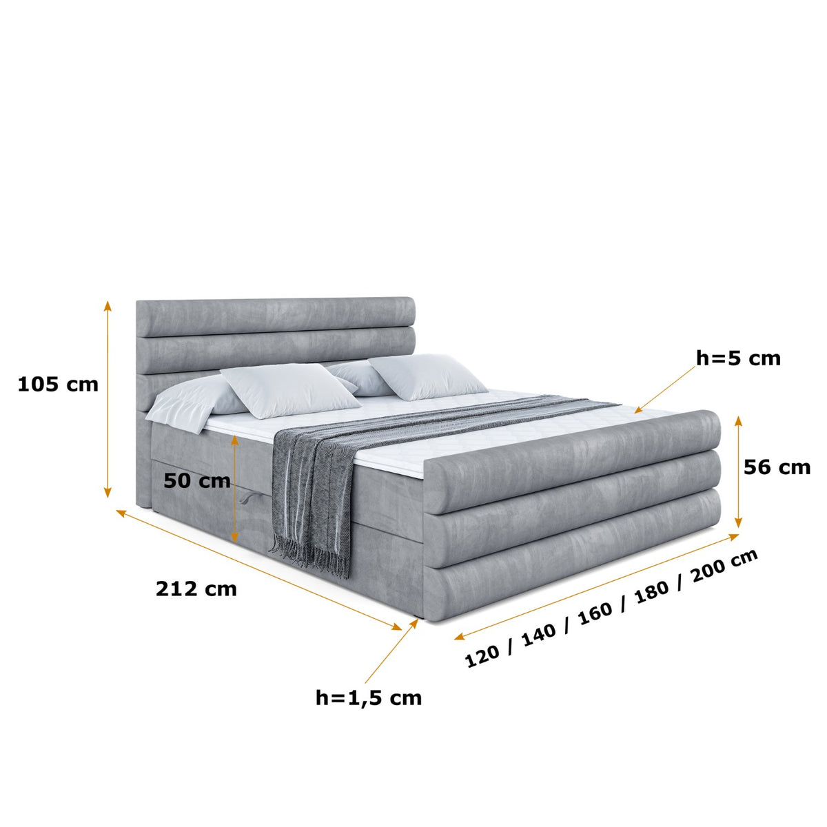 Łóżko boxspring CELESTIA-Z welur
