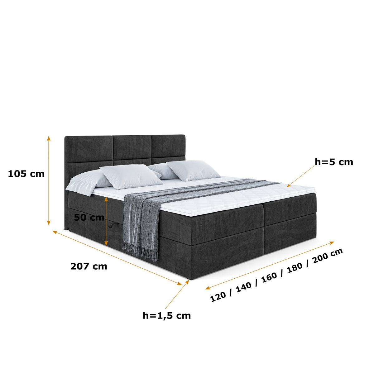 Łóżko boxspring OHIO welur