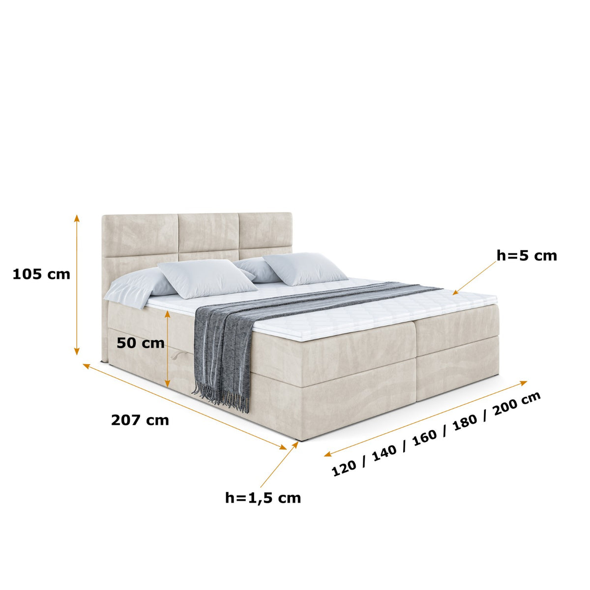 Łóżko boxspring OHIO welur