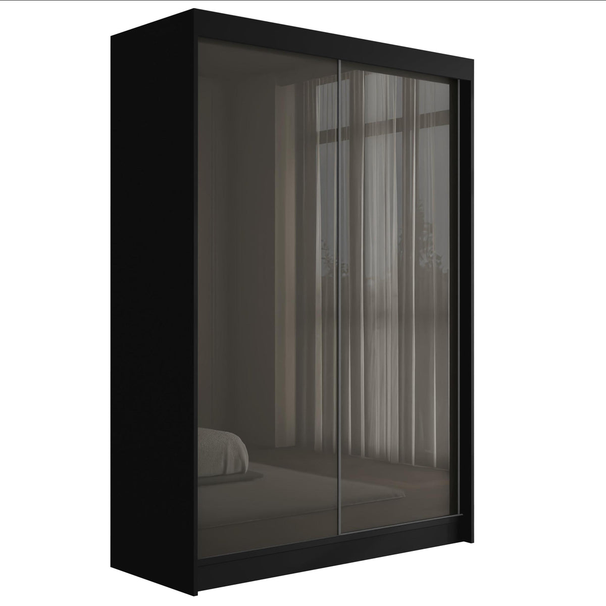 Szafa przesuwna PEKA, Czarny/Szary Lacobel / 120 cm x 61 cm x 215 cm / Bez LED