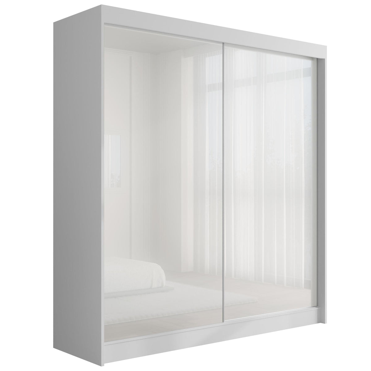 Szafa przesuwna PEKA, Biały/Biały Lacobel / 200 cm x 61 cm x 215 cm / Bez LED
