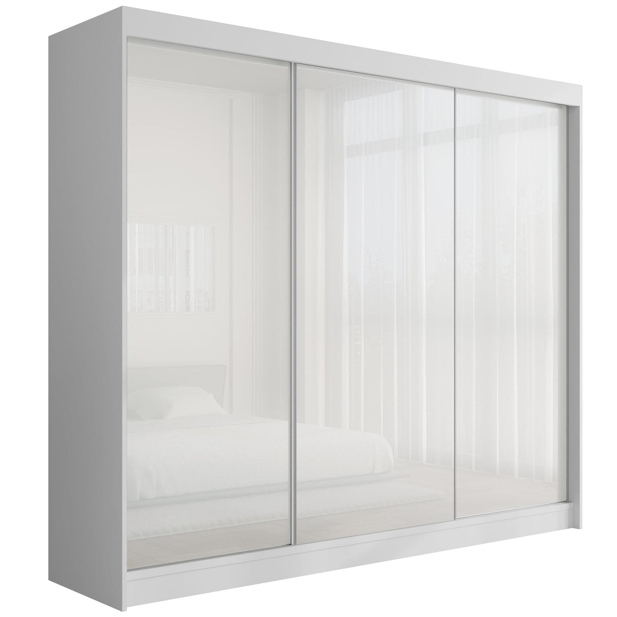 Szafa przesuwna PEKA, Biały/Biały Lacobel / 250 cm x 61 cm x 215 cm / Bez LED